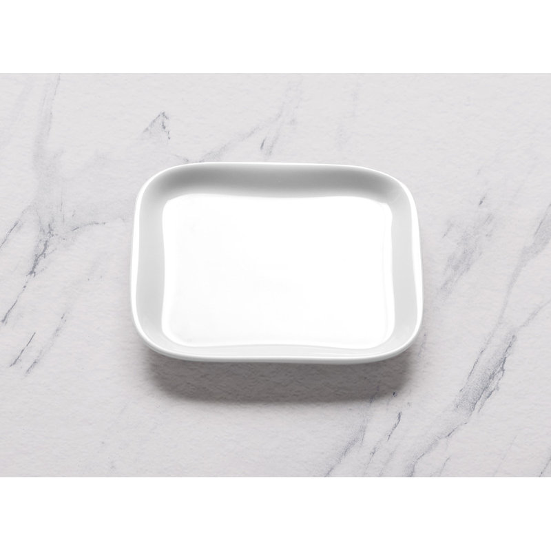 Porcelain Miniature Ivory Square Plate, 4.5"x4.5"