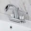 Robinet de salle de bain central à 4 trous à fixation sur comptoir à 3 trous avec poignée moletée et bonde escamotable en laiton Kingston-103801729