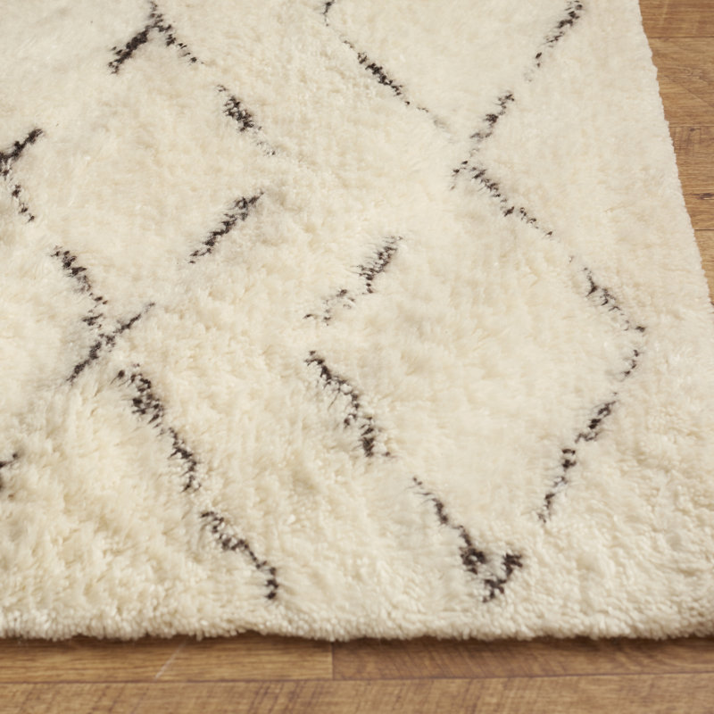 Tapis géométrique en laine et coton touffeté à la main Powell, Tapis de couloir 2 pi 3 po x 8 pi
