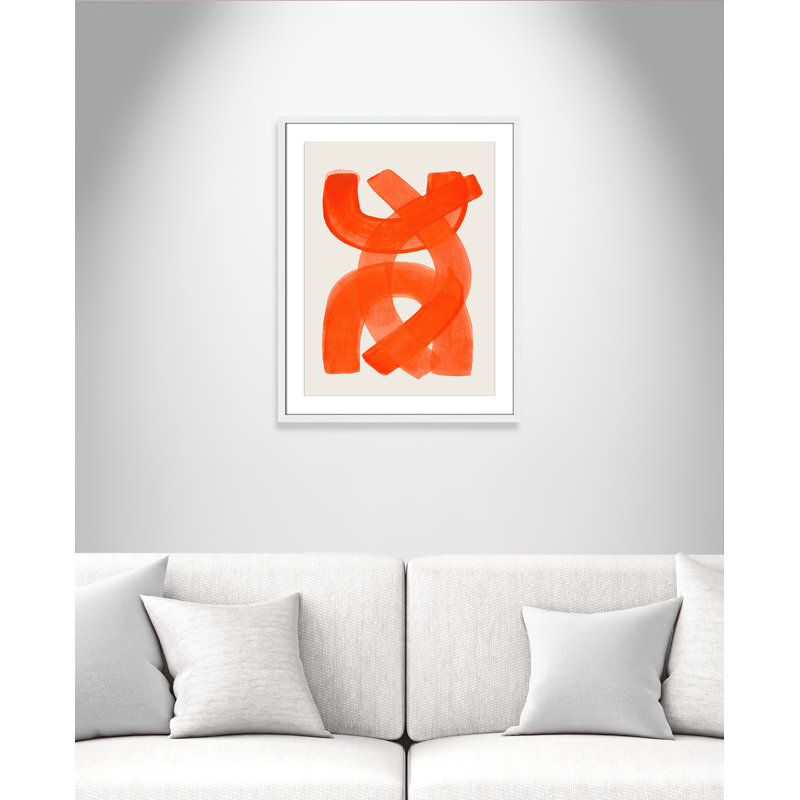 «Orange Strokes Print» par Haniff, Blanc satiné, 23.5'' W x 29.5'' H, Imprimé mat