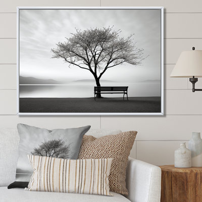 " Black And White Lakeside Nature Serenity "
