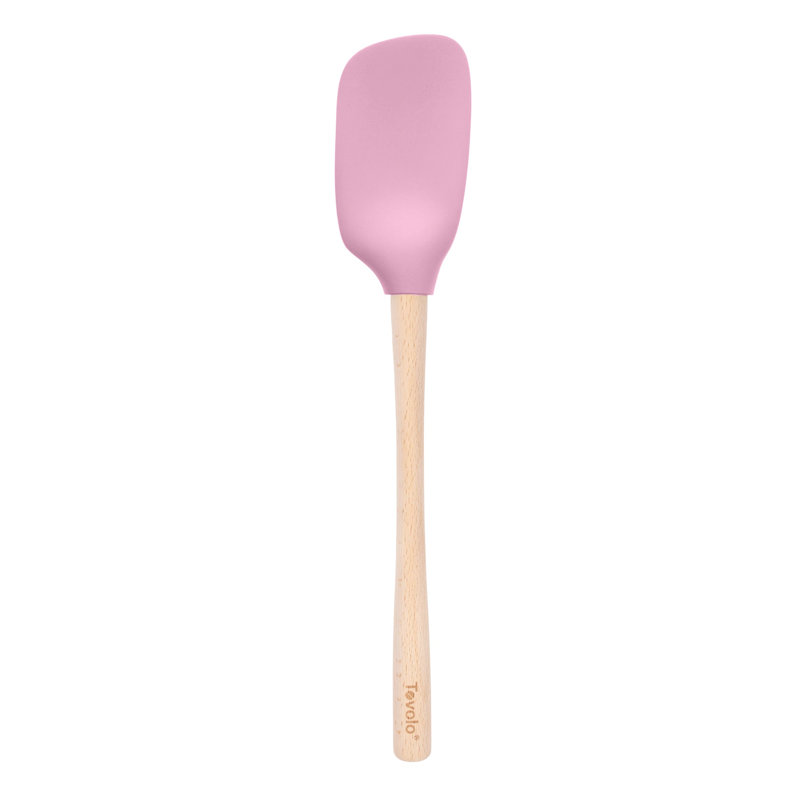 Spatule en silicone Tovolo Flex-Core avec poignée en bois naturel pour la cuisson et la cuisson, sorbet rose