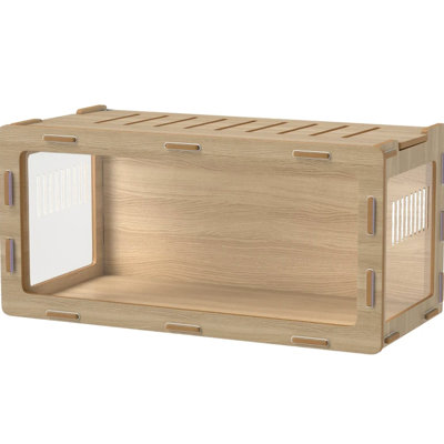Hamster Cage In Oak Color With Openable Roof And Air Vents - Spacious Burrowing Area For Hamsters, 0.4" Thick Boards, Three Transparent Acrylic Windows Clear Views, Large Outlets To Keep Fresh