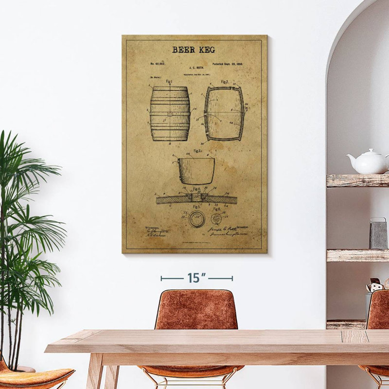 " Beer Keg Patent " by Patent Hunter, 45" H x 30" W x 1.25" D
