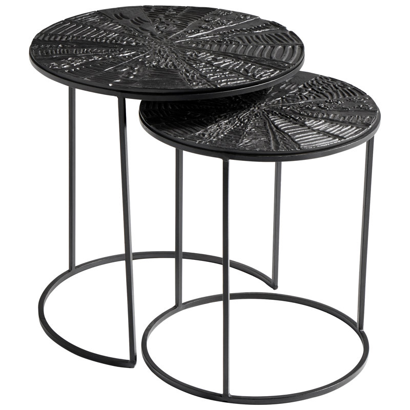 Quantum Black Metal Round Nesting Tables - 19"W x 20"H