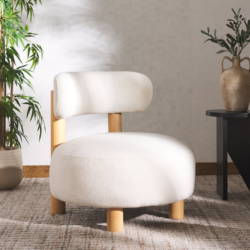 Iyali 29'' Wide Armless Accent Chair, Ivory Bouncle, Natural