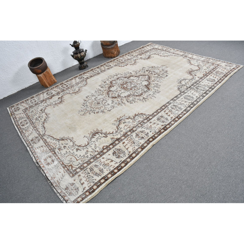 Grand tapis turc Oushak vintage beige pour un décor de salon moderne brun / beige