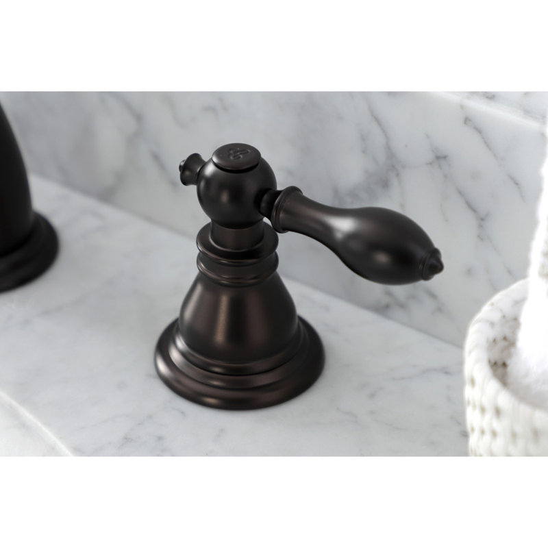 Kingston Brass American Classic Two-Handle 3-Hole Deck Mount Widespread Bathroom Faucet with Retail Pop-Up Drain