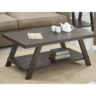 Style Wood Shelf Coffee Table - Extra Storage And Contemporary Appeal With Rectangular Top Modern Look