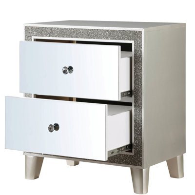 2 Table de chevet en champagne glamour - miroir, feutre doublé pour chambre à coucher en miroir et attrait