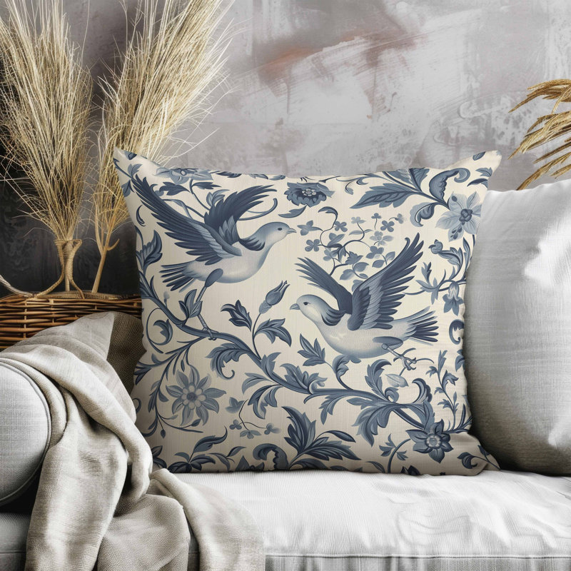 Coussin Delicate, Beige / ivoire / gris, Carré 26 po