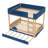 Blue MDF+Pine+Plywood Queen Bunk Bed with Trundle, Bookshelf, Car Design-1438014517-1438014523
