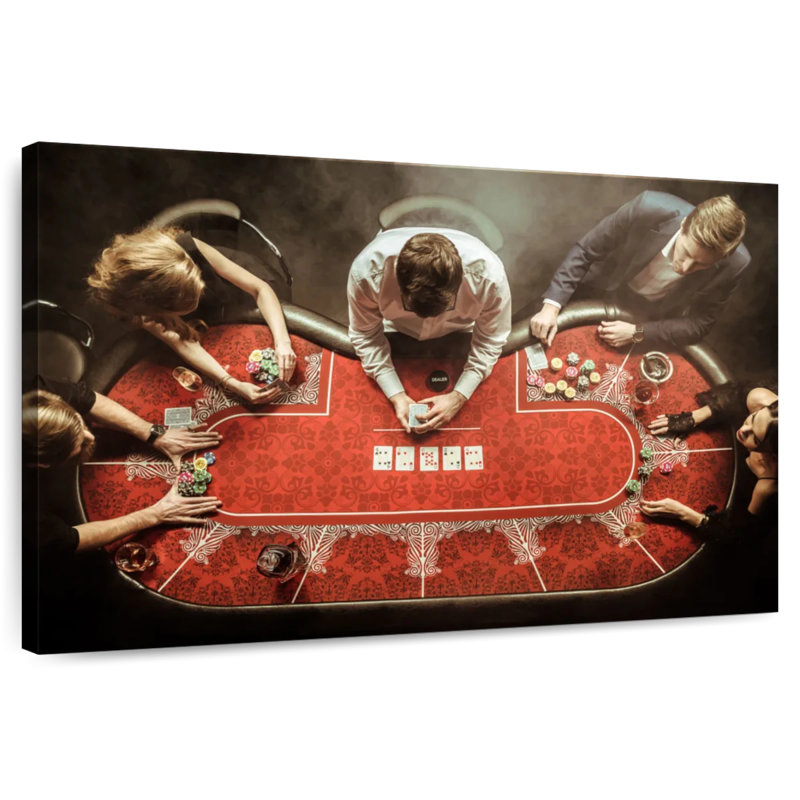 Senne Red Poker Game, 26" H x 39" W