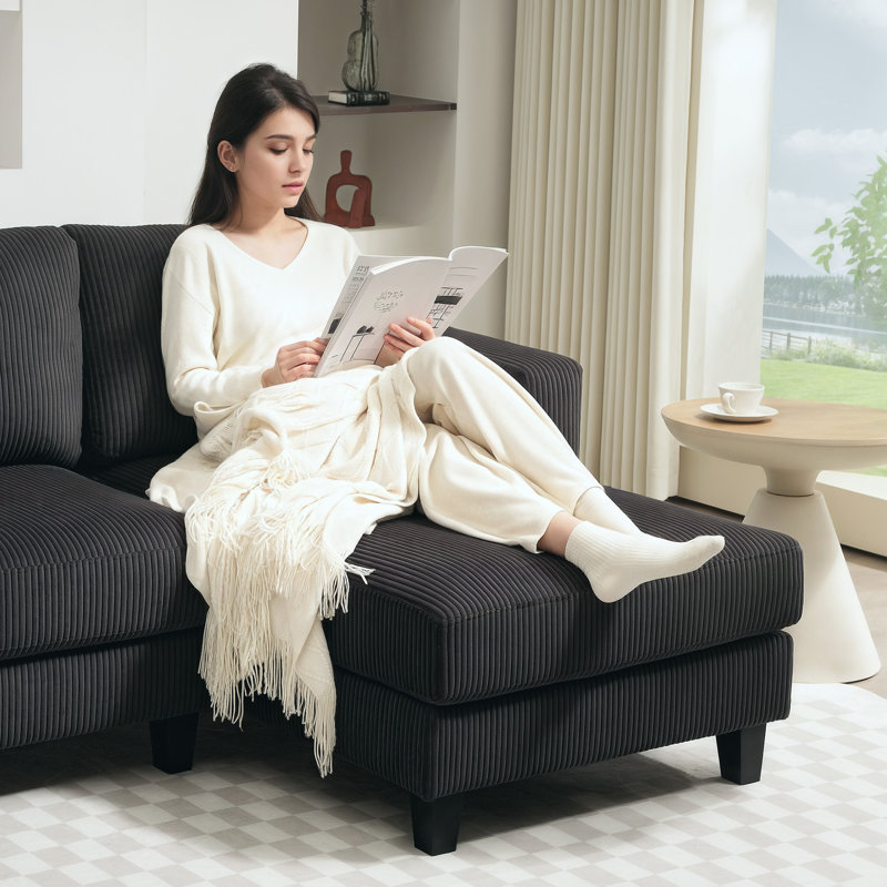Canapé modulaire avec méridienne 3 places, Gris