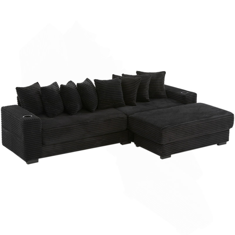 110.75" Modular L Shaped Sofa, Black