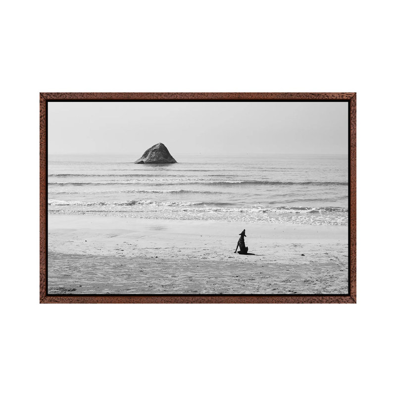 Baying Rocks by Lukasz Kaluza - Print on Canvas, 66.04cm H x 101.6cm W x 3.81cm D, Classic Brown Wood Floater Framed