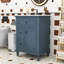 Meuble-lavabo simple autoportant en bois moderne avec lavabo en céramique lisse et rangement réglable-320833573