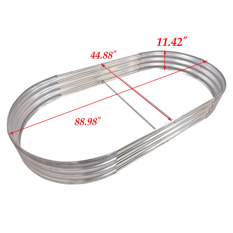 Lit de jardin surélevé en zinc, H 11,42 po x l 89 po x P 44,88 po, Argent