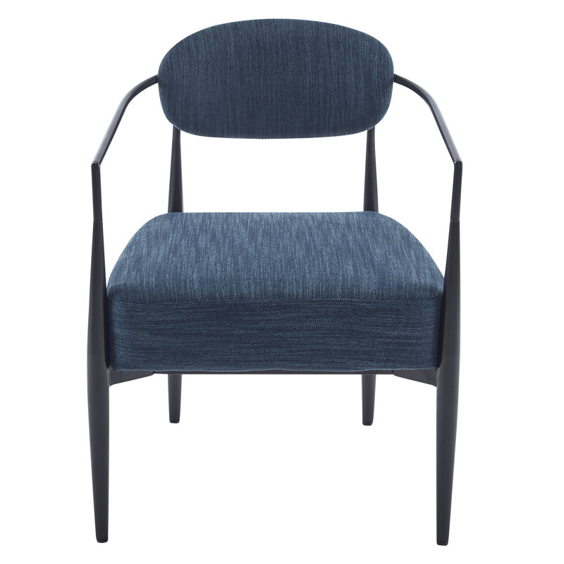 Fauteuil d'appoint rembourré Mid-Century, Navy Blue/Black