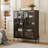 Freestanding Display Cabinet With 2 Storage Drawers, Glass Doors, 4-Tier Adjustable Shelves, And LED Light For Modern Living Spaces