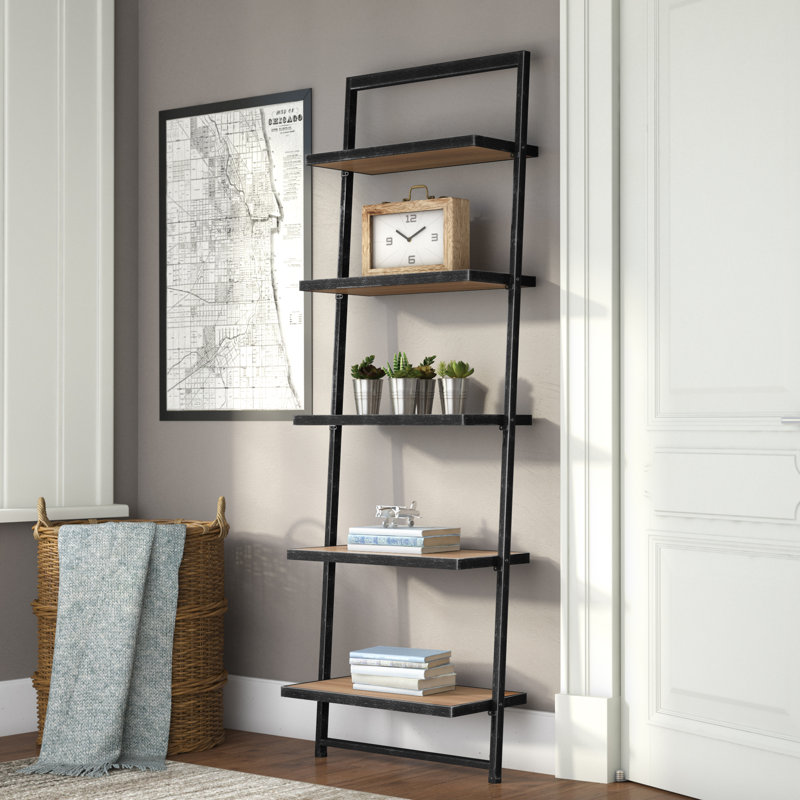 Aundreah Ladder Bookcase, (5 Shelves) 72" H x 24" W x 14" D