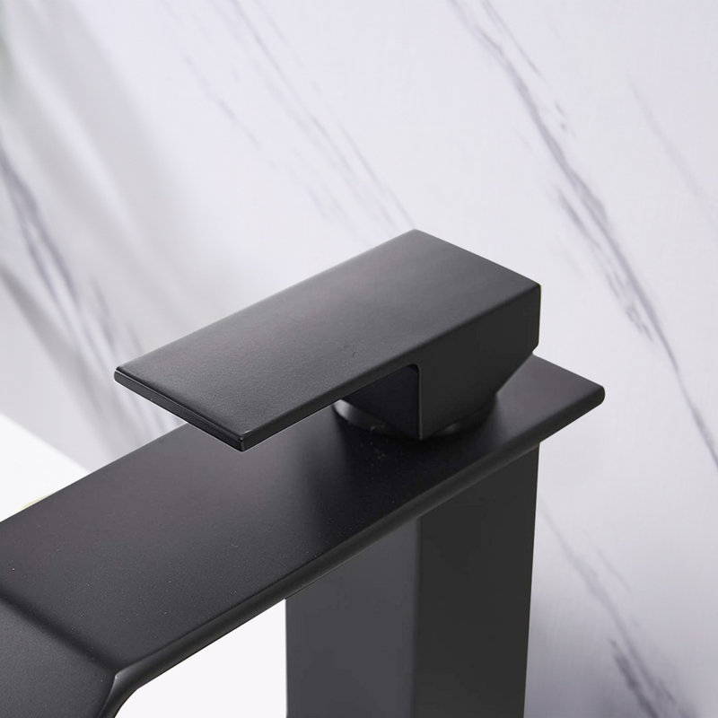 Robinet de salle de bain à cascade, robinet de meuble-lavabo à poignée simple, Noir mat
