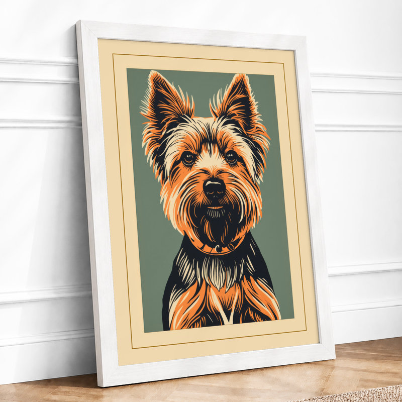 Alert Terrier Rustic - Framed Print, A4 - 29.7 x 21.0 cm, White