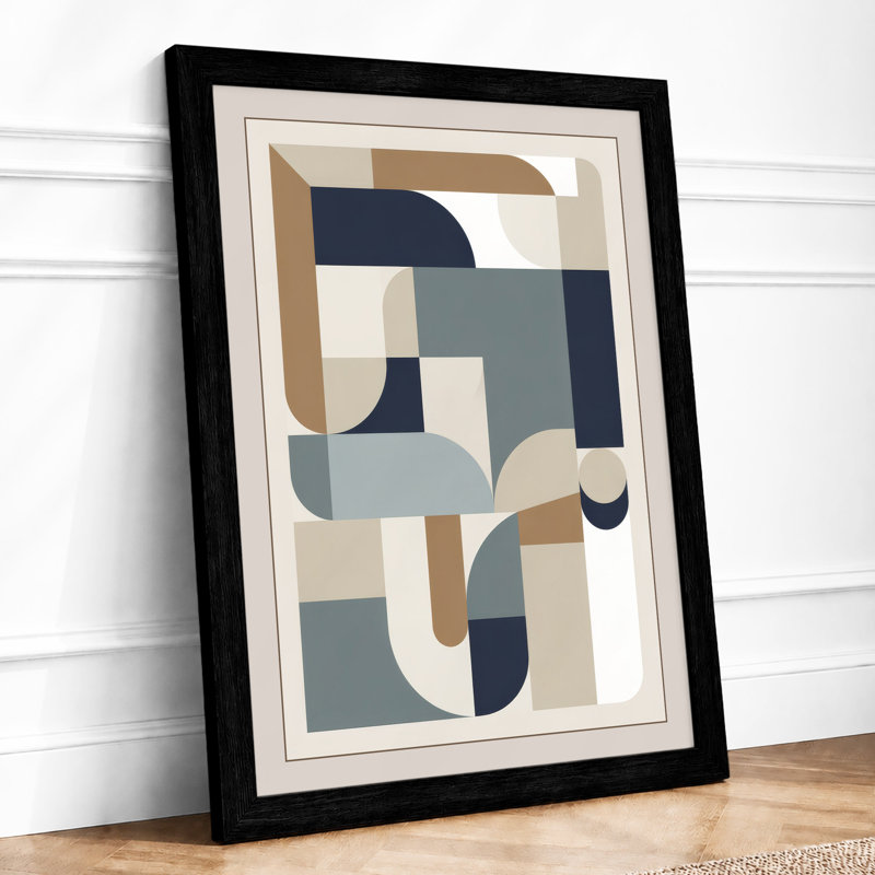 Geometric Equilibrium Mid-Century - Framed Print, A1 - 84.1 x 59.4 cm, Black