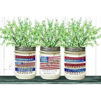 " Patriotic Glass Jar Trio I " Painting Print