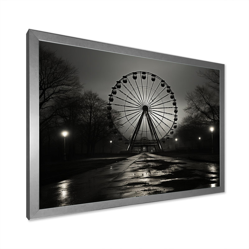 Grande roue grise enchantée - impression, H 12 po x l 20 po x P 1 po, Cadre simple argenté