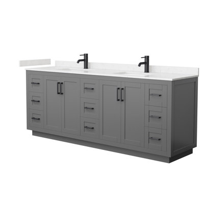 Miranda 84" Freestanding Double Bathroom Vanity with Cultured Marble Top