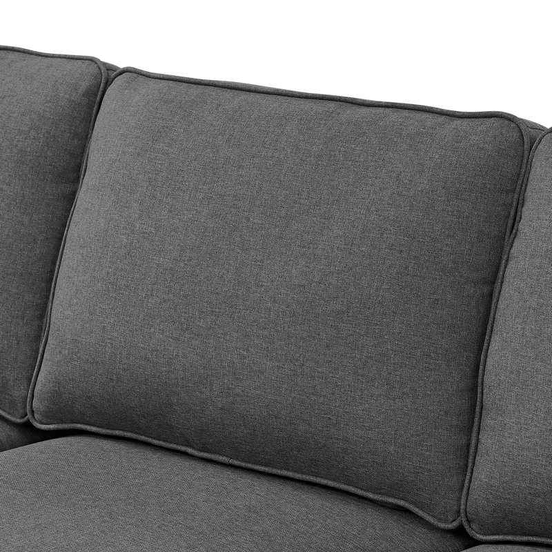Marsala 149.5" Wide Left Hand Facing Corner Sectional with Ottoman, Dark Grey Linen Blend, Left Hand Facing