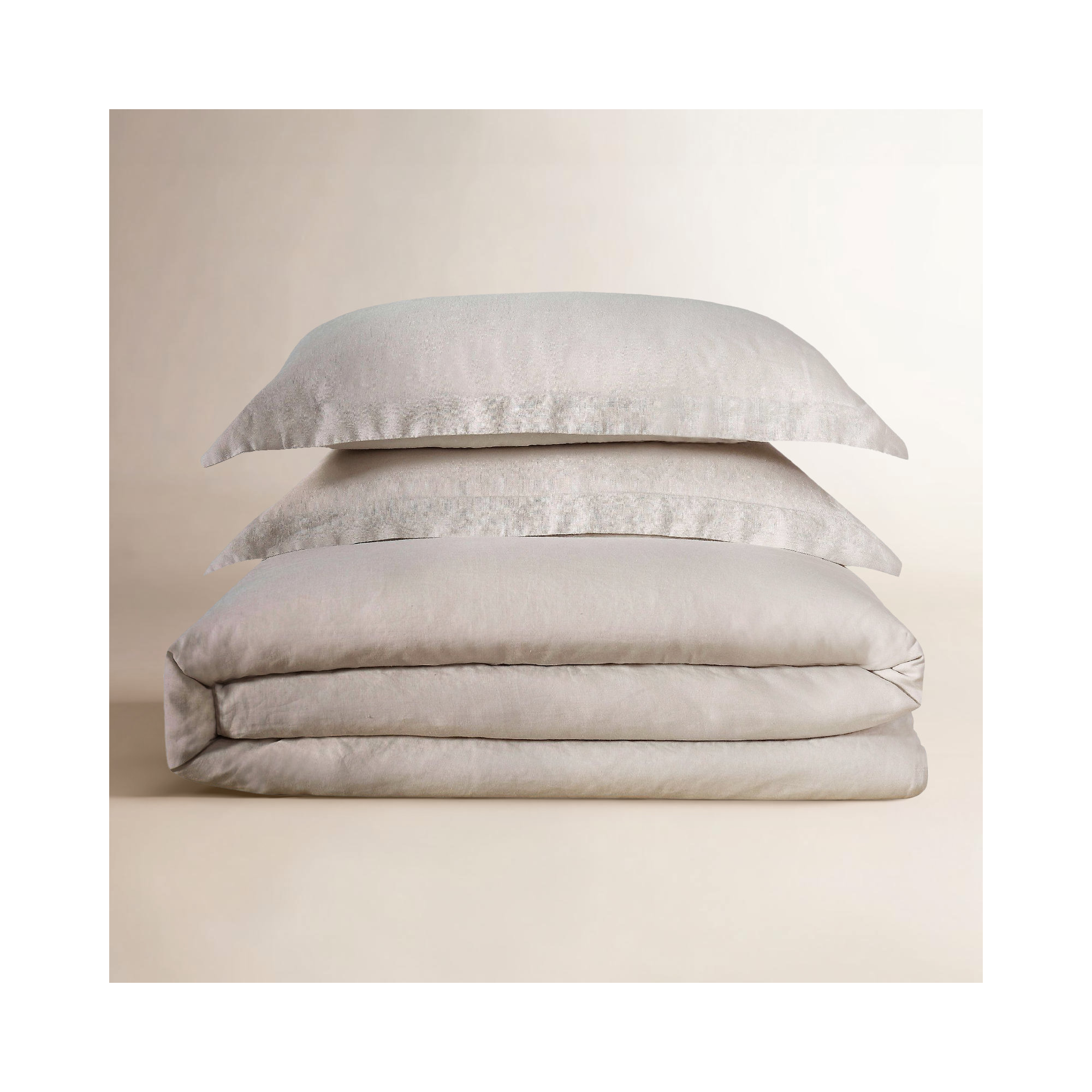 Nena 100% Linen Percale Duvet Cover Set, Natural, King