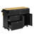 3PCS Farmhouse Kitchen Island Set With 2 Stools, Drop Leaf, Cabinet, Drawers, Door Shelves, And Power Outlet-1527378781