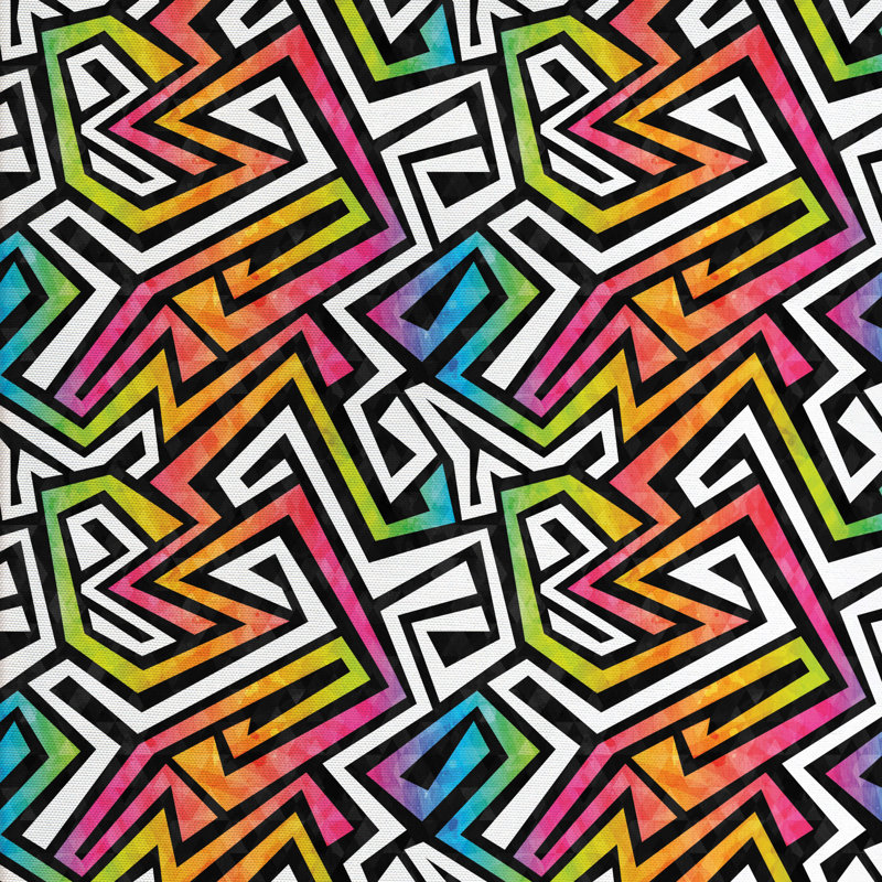 Tissu sauvage de style grunge à puzzle graffiti, l 58 po x L 180 po