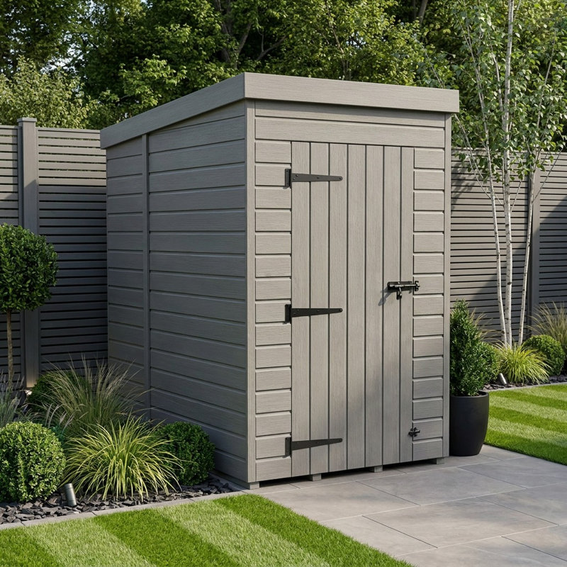Total Sheds 4ft x 7ft Composite Pent Garden Shed - Single Door - No Windows - EPDM Rubber Roof - UK Manufactured