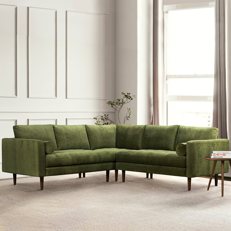 Napa Velvet Corner Sectional Sofa, Distressed Green 