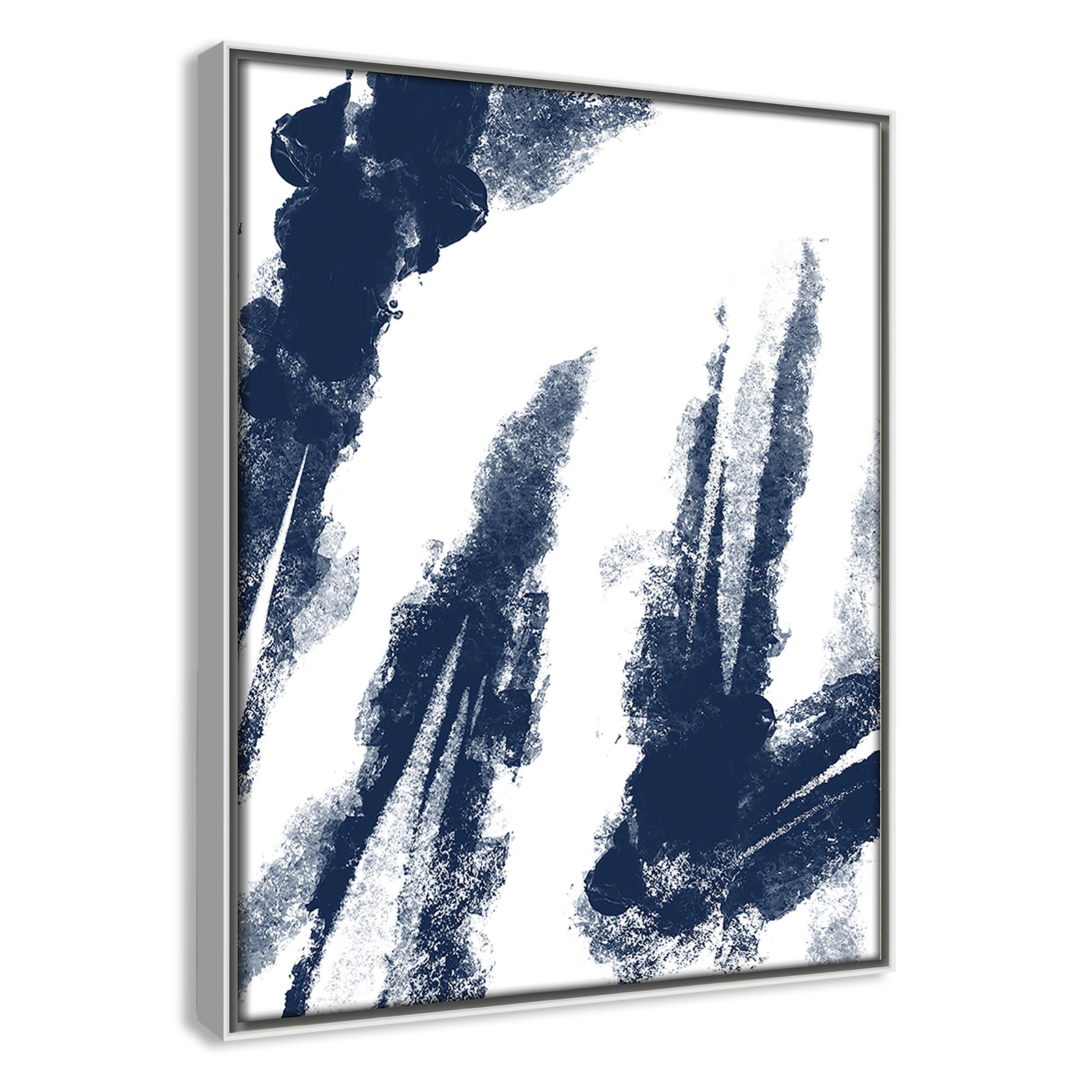 Ferne "Navy Striking Seams 2" Print, 15.5" H x 12.5" W x 2" D, White Framed Canvas