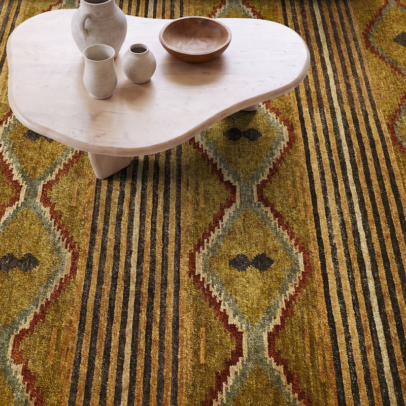 Graviett Wool Southwestern Area Rug in Beige, Rectangle 2' x 3'