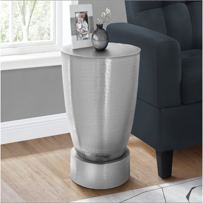 Table d'appoint, tambour, côté, bout, table de chevet, lampe, salon, chambre à coucher, métal chromé, contemporain, moderne