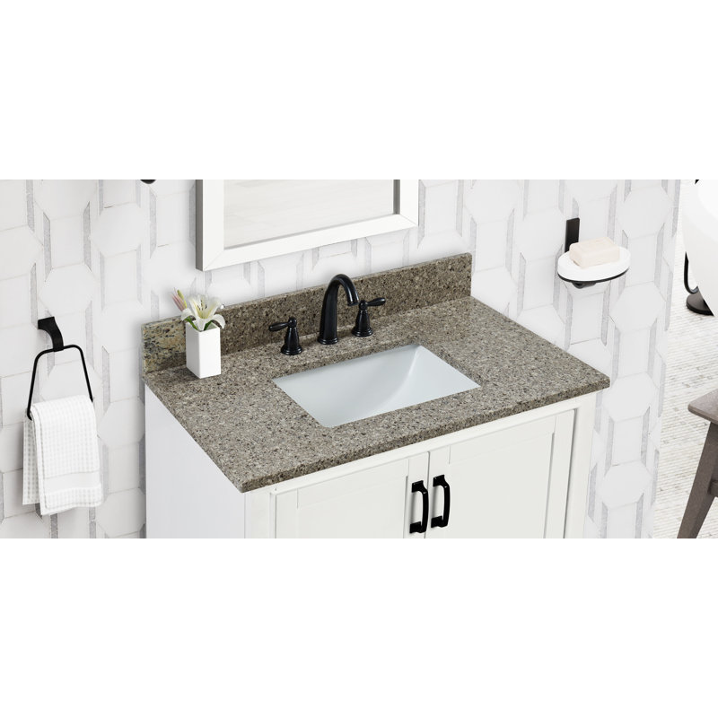 37" Siena Brown Quartz Vanity Top With White Single Sink And Backsplash
