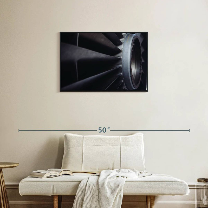 Airplane Engine, 31" X 21", Floating Frame Black