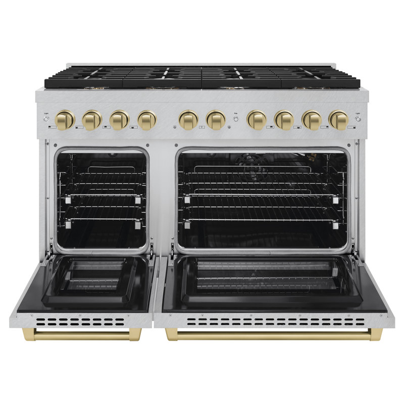 ZLINE Autograph 48" Paramount Dual Fuel DuraSnow® Range w/ 8 Burners & Bronze Accents (SDRSZ-48-CB)