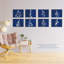 White On Cobalt Blue Foliage Simple Watercolour Leaf Botanical - 8 Piece No Frame Print Set-88622472