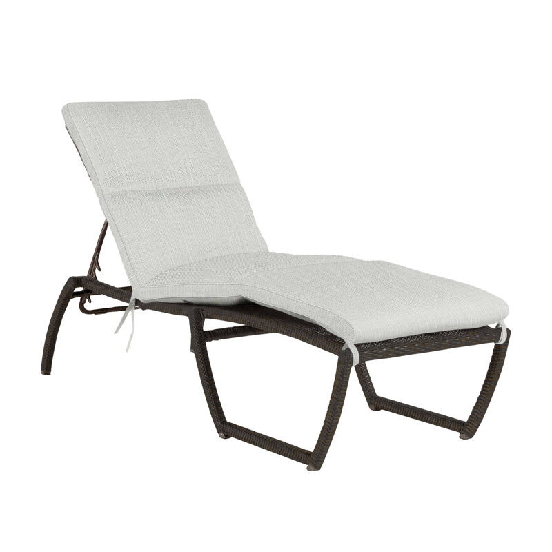Chaise longue d'extérieur en résine et osier Skye N-Dura, Welt, Sunbrella® argent Verona, Noyer noir