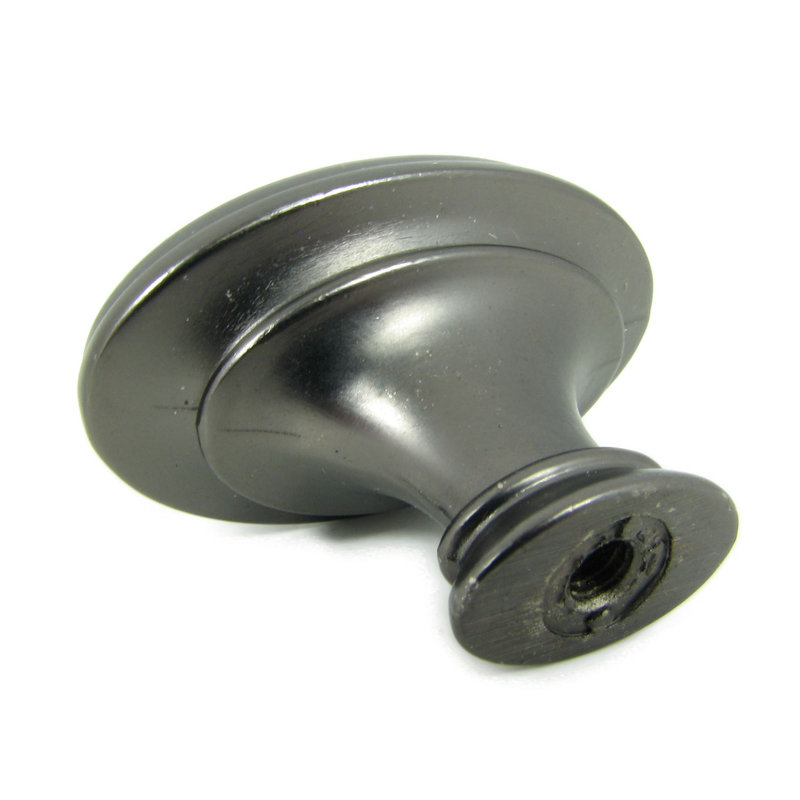Weathered Nickel Oval Cabinet Knob with Mounting Hardware