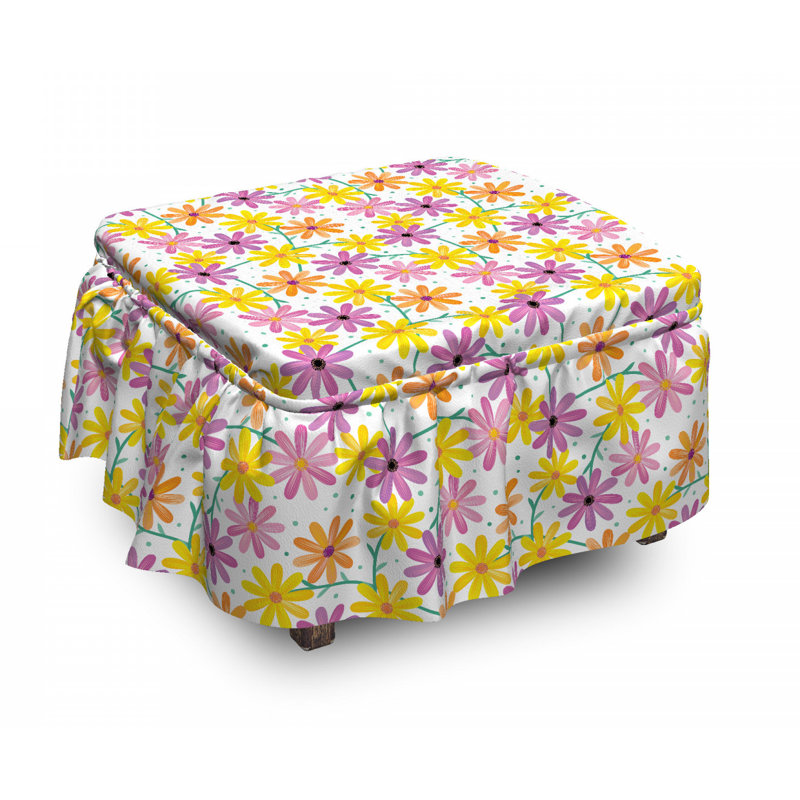 Housse pour repose-pieds gerbera marguerites