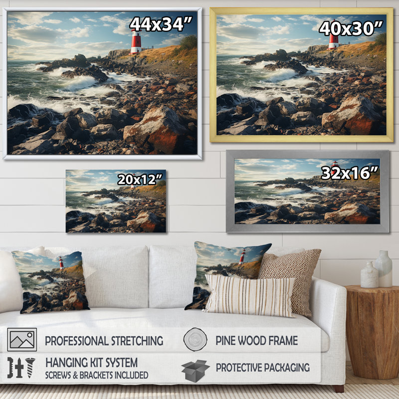 Phare de l'est du Canada I - reproduction, Noir, H 16 po x l 32 po x P 1 po