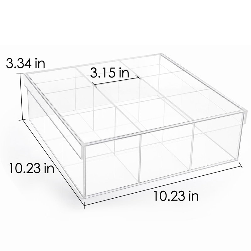 Clear Condiment Organizer And Tea Bag Holder, Acrylic Stash Box 9-Slot Clear Organizer With Lid For Snack Multi-Functional Tea Bag, Sugar Packet, Coffee Container Caddy Box