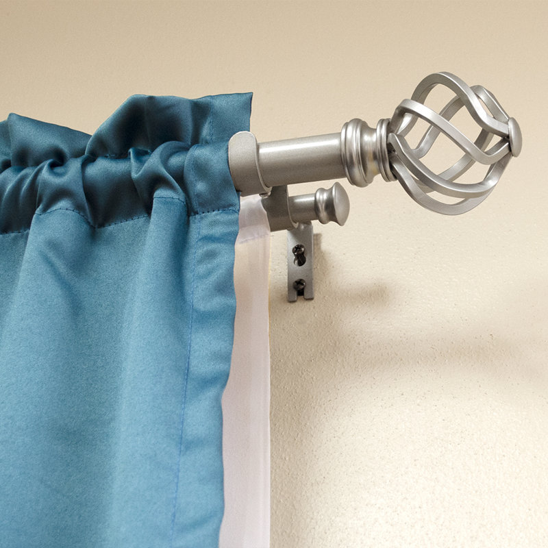 Kamath Steel Adjustable Double Curtain Rod, Brushed Nickel